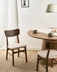 Set of 2 Dining Chairs ANOKA Wood Dark Brown/ Beige_1006358