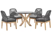 Garden Dining Set 4 Seater OLBIA with Cushions Concrete Black_809604
