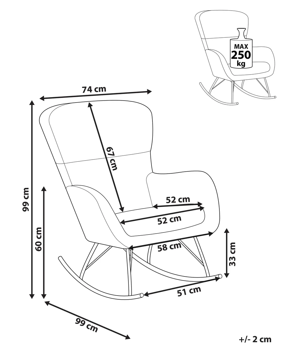Rocking Chair ANASET Boucle Light Beige_855456