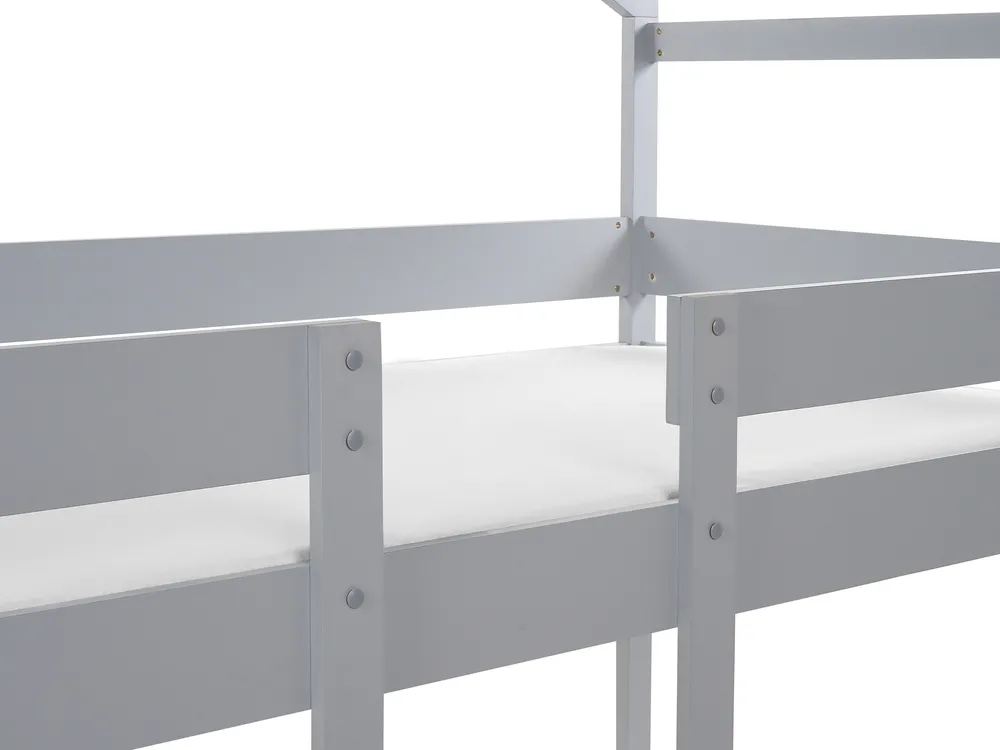 Bunk Bed House Pine Wood LABATUT 90 x 200 cm (EU Single) Grey_911232