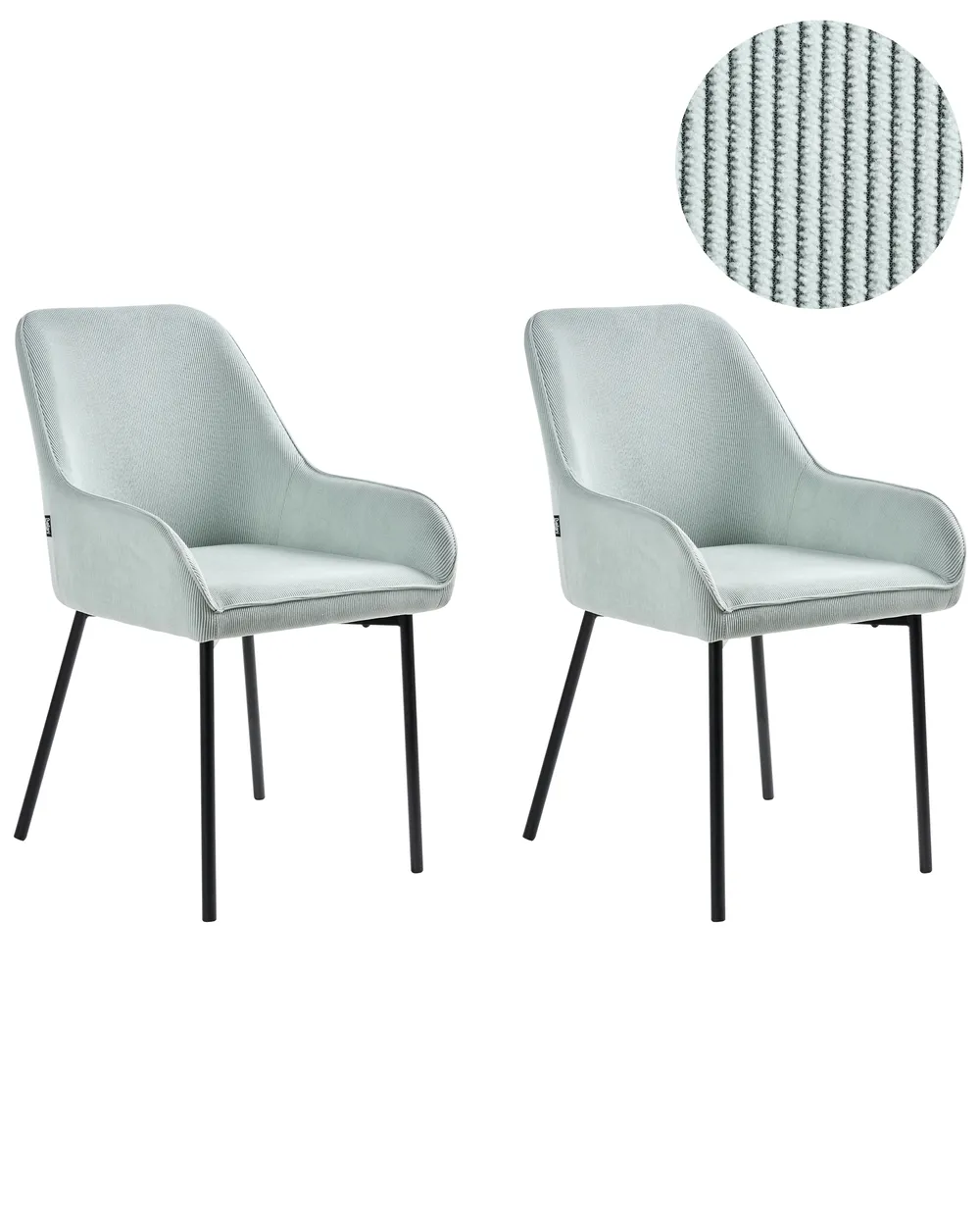 Set of 2 Dining Chairs LOVERNA Corduroy Mint Green