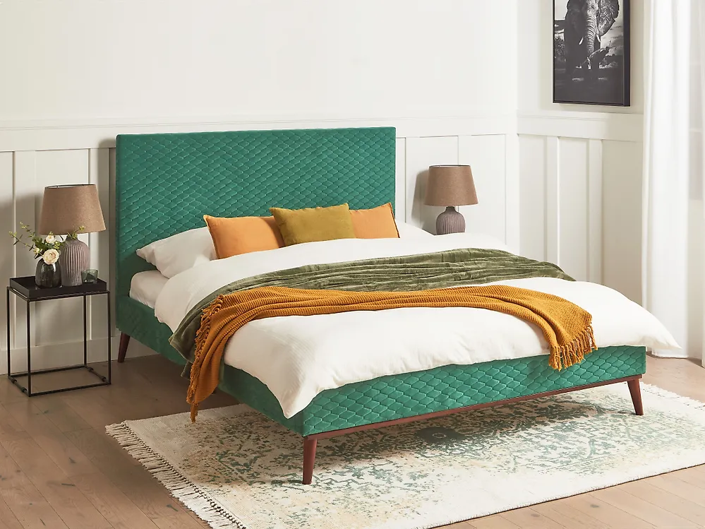 Bed Velvet BAYONNE 160 x 200 cm (EU King Size) Dark Green_1182825