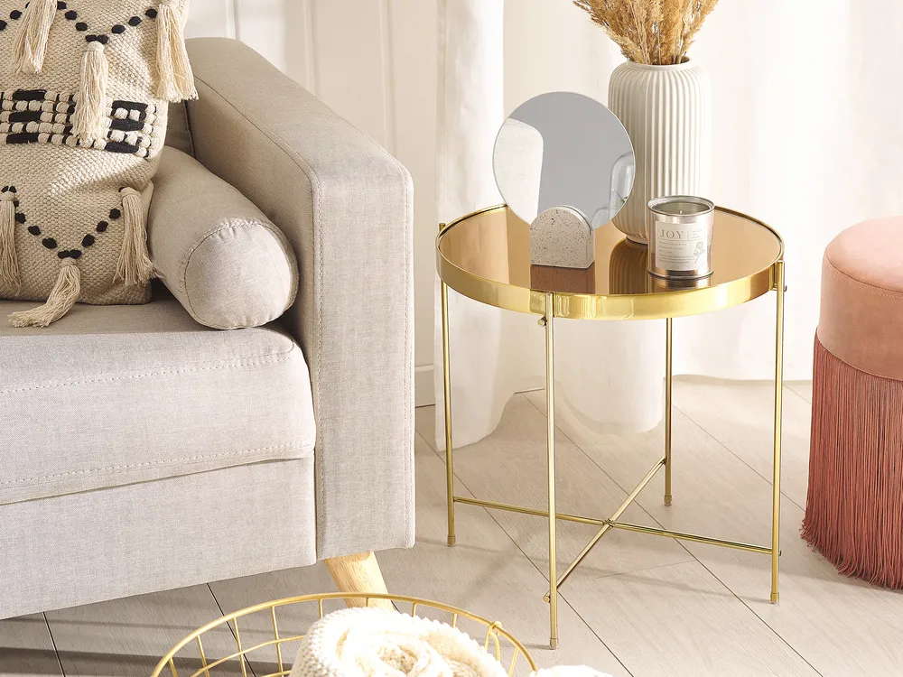 Side Table LUCEA Tempered Glass Gold