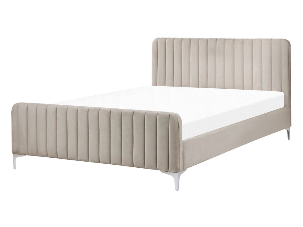 Bed Velvet LUNAN 140 x 200 cm (EU Double) Taupe