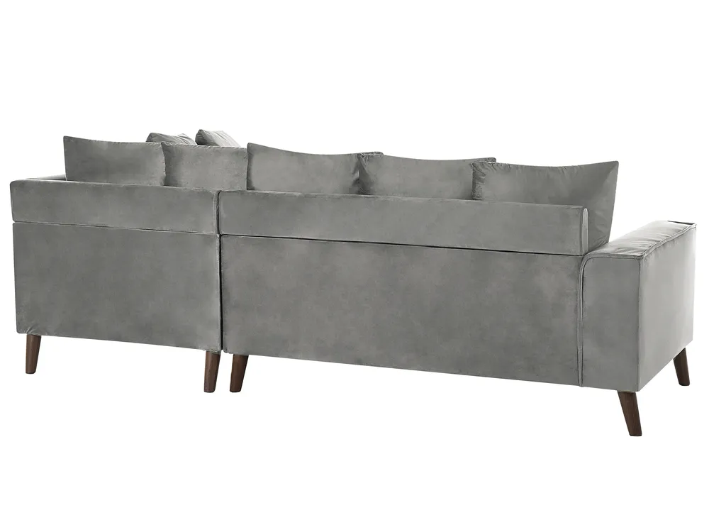 Corner Sofa 3 Seater GRENA Velvet Light Grey Left Hand_837256