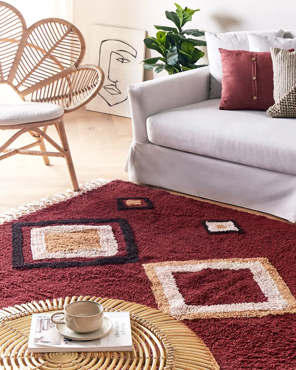 Rug SIIRT Red 140 x 200 cm Cotton