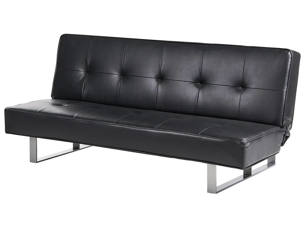 Sofa Bed 3 Seater DERBY Faux Leather Black_700271