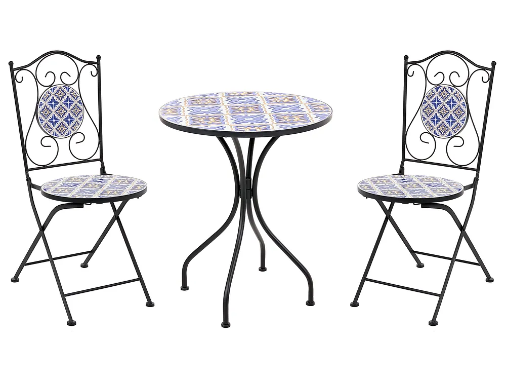 Bistro Set SIPONTO Metal White/ Blue