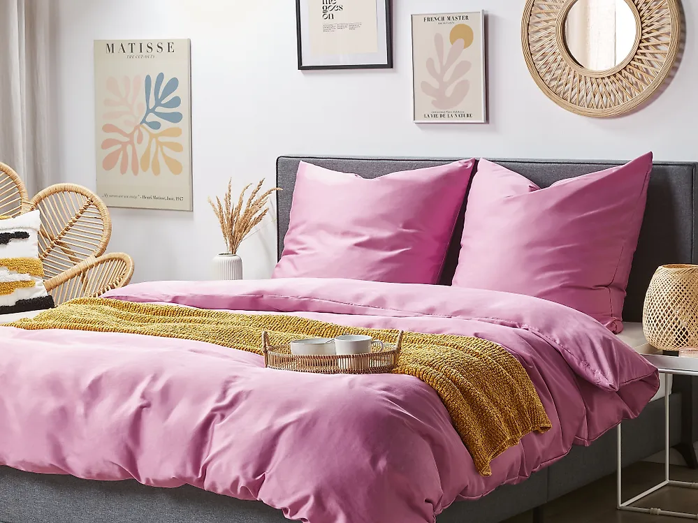 Påslakanset HARMONRIDGE 200 x 220 cm Bomullssatin Rosa_1178279