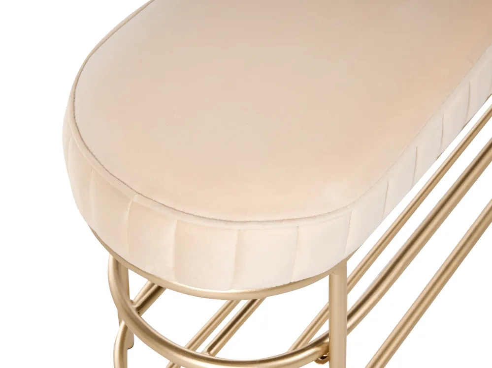 2 Tier Shoe Bench VERGENNES Velvet Beige_1021989