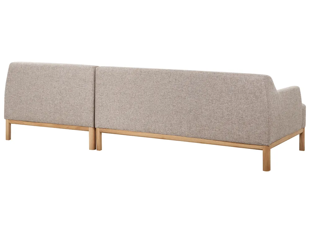 Corner Sofa 3 Seater SOSJO Fabric Light Brown Left Hand_941043