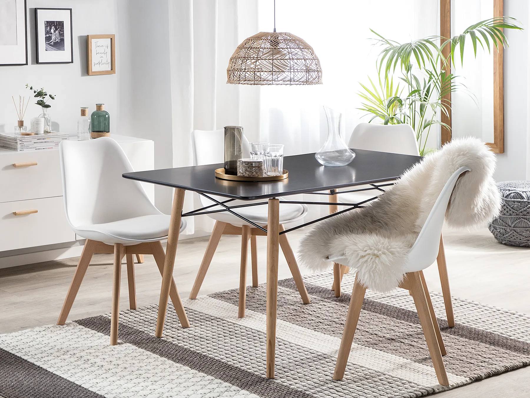 Matbord BIONDI Svart bok 140 cm 80 cm_753851