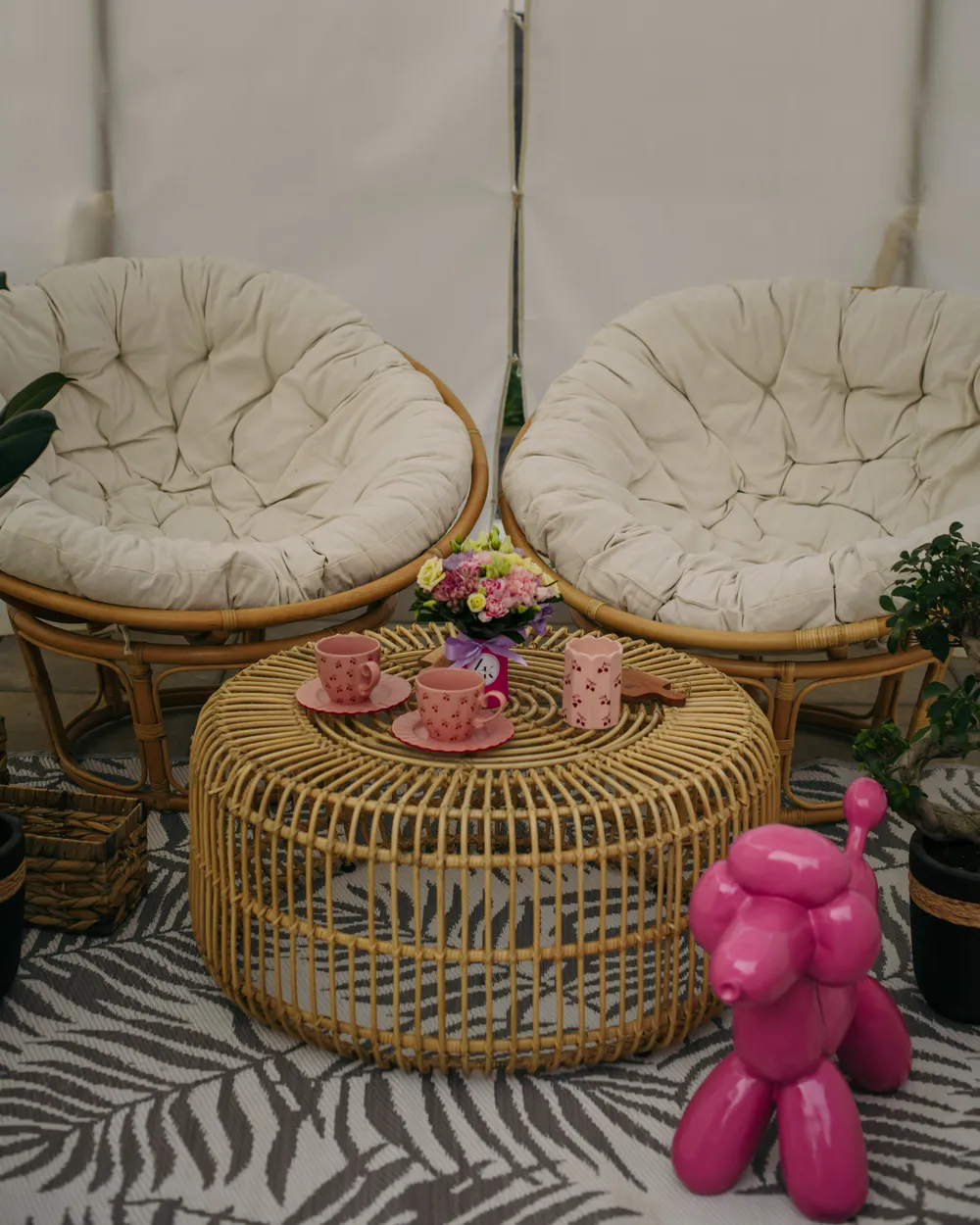 Set of 2 Garden Armchairs with Cushions SALVO Rattan Natural_982878