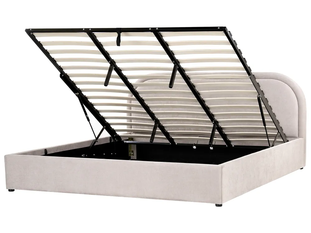 Ottoman Bed QUILLIEN Chenille Taupe 180 x 200 cm (EU Super King)