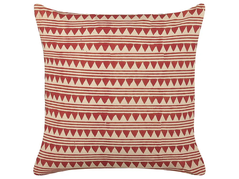 Throw Cushion DEGLUPTA 45 x 45 cm Cotton Red Chevron Pattern