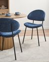 Set of 2 Dining Chairs KIANA Fabric Dark Blue