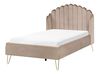 Bed Velvet AMBILLOU 120 x 200 cm (EU Small Double) Taupe