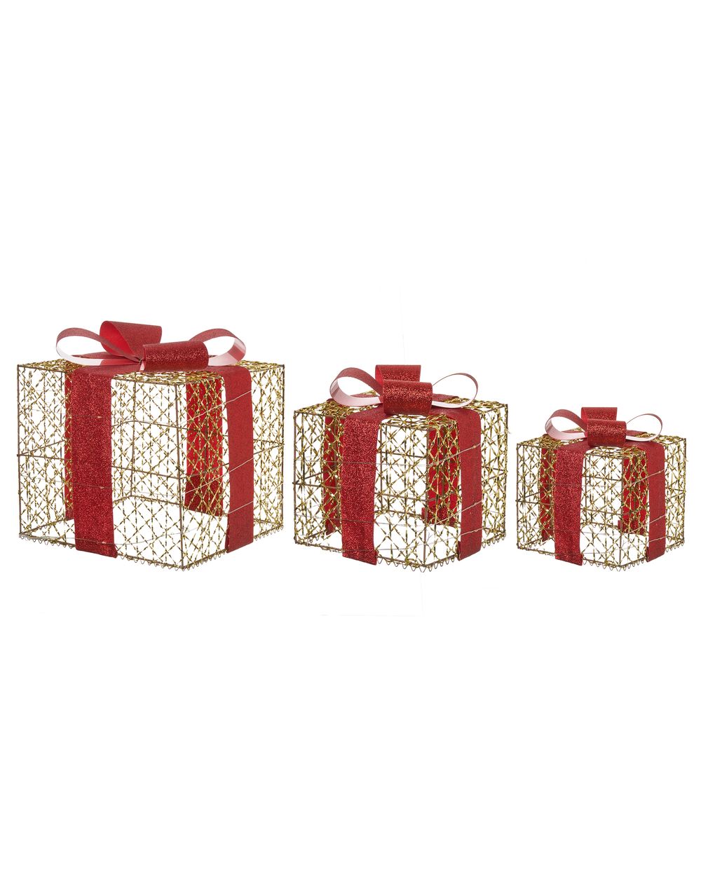 Set of 3 Christmas Decorations LED LYSEREN 20/25/30 cm Christmas Gifts Gold