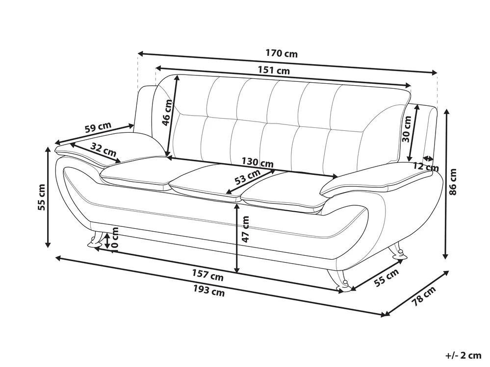 Soffa 3-sits LEIRA Konstläder Vit_1058849