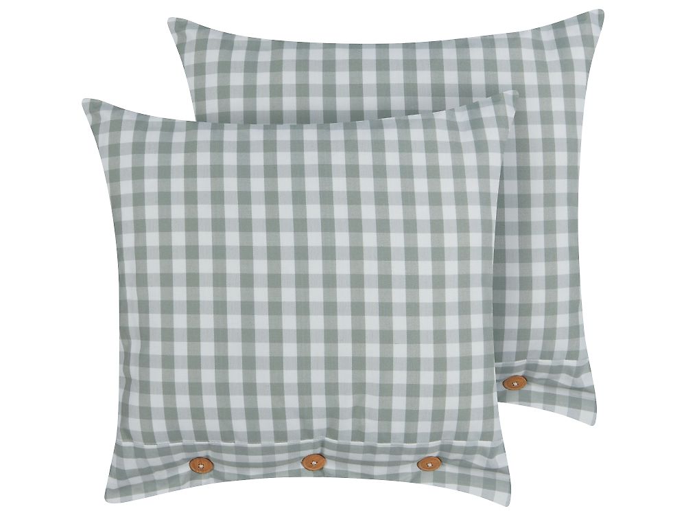 Set med 2 prydnadskuddar TALYA 45 x 45 cm Mintgrön Rutigt tryck