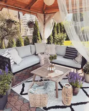 Garden Corner Sofa with Table 5 Seater ALCAMO Acacia Wood Black Left Hand_779496