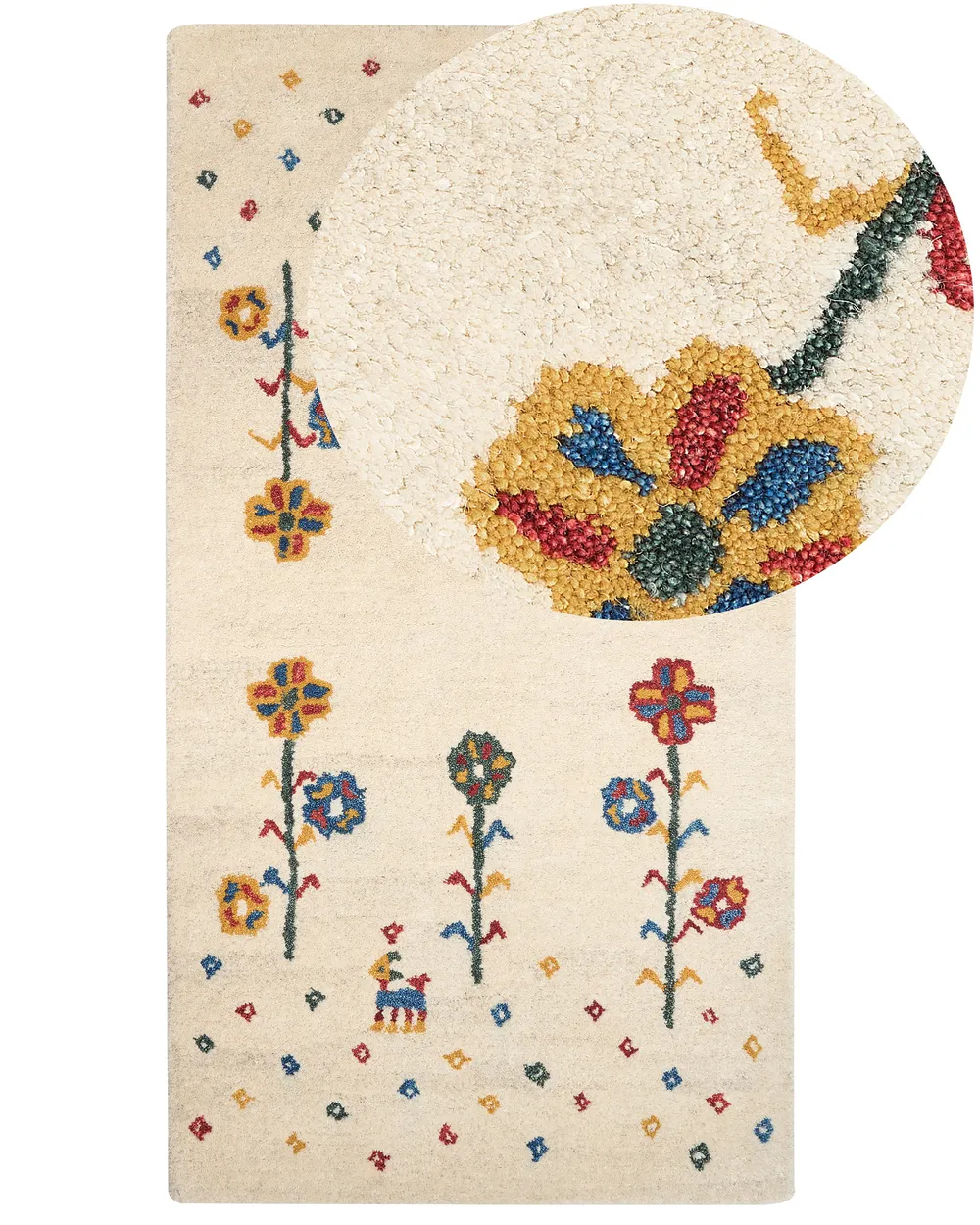 Rug HUSUNLU Beige 80 x 150 cm Gabbeh Wool