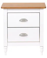 2 Drawer Bedside Table SHILLINGTON Pine Wood Brown/ White_966313
