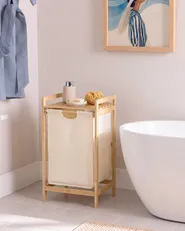 Tvättkorg TOROTAL Bambu Ljusbrun/ Beige 40 L_1136689