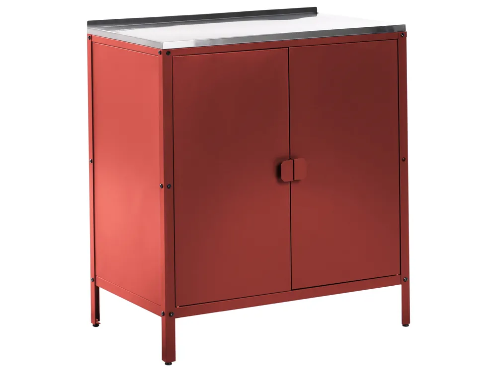 2 Piece Outdoor Kitchen Set with Sink VILAMA Red Metal_1052280