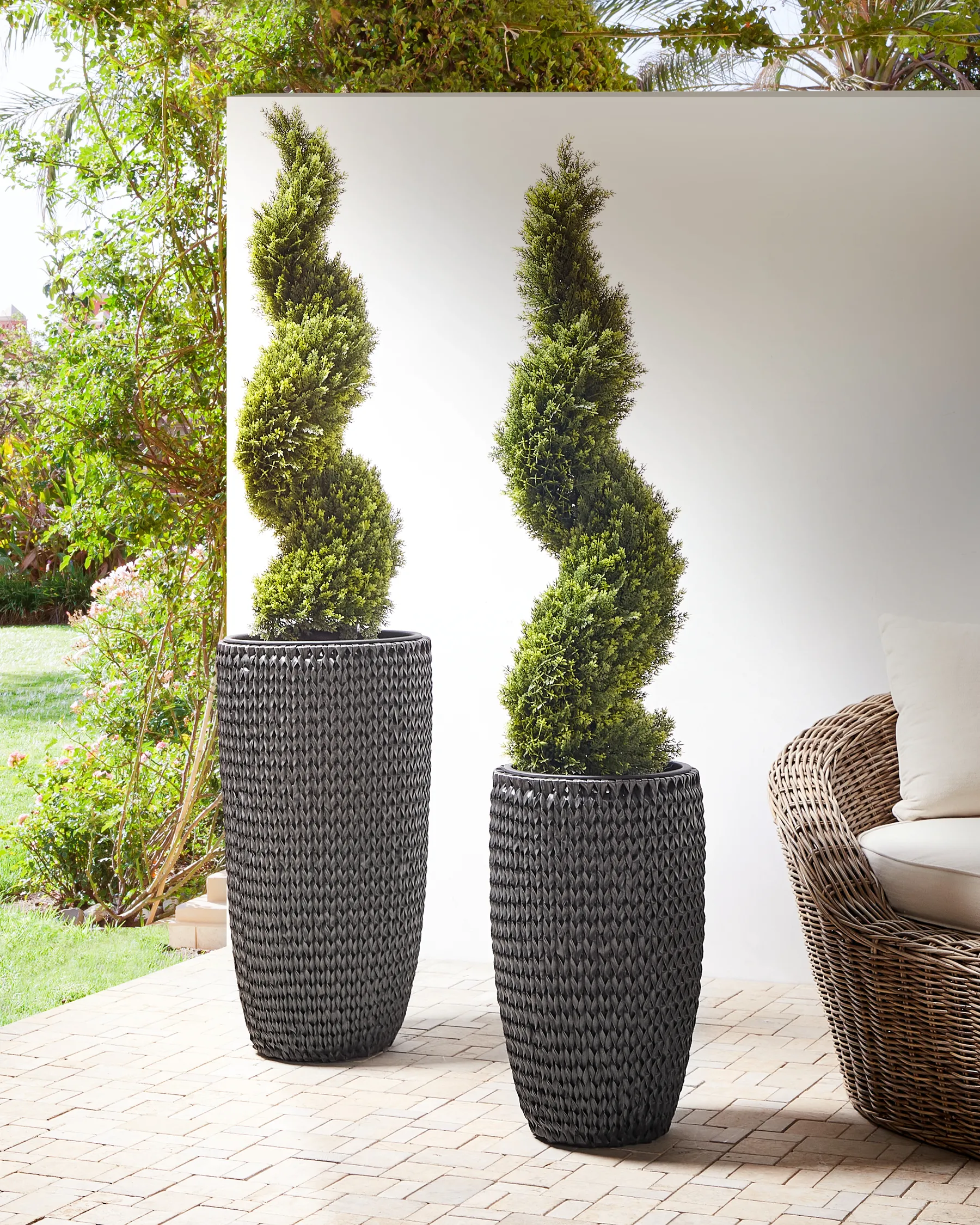 Kukkaruukkusetti 2 kpl CEDRUS 37/45 cm Polyrottinki Musta_897234