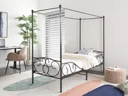 Four Poster Bed Metal SORMERY 90 x 200 cm (EU Single) Black_960883
