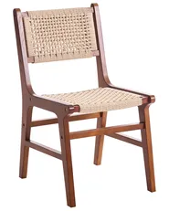 Set of 2 Dining Chairs OZELLA Wood Brown/ Beige_1064541