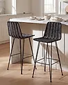 Set of 2 Bar Chairs CASSITA Rattan Black