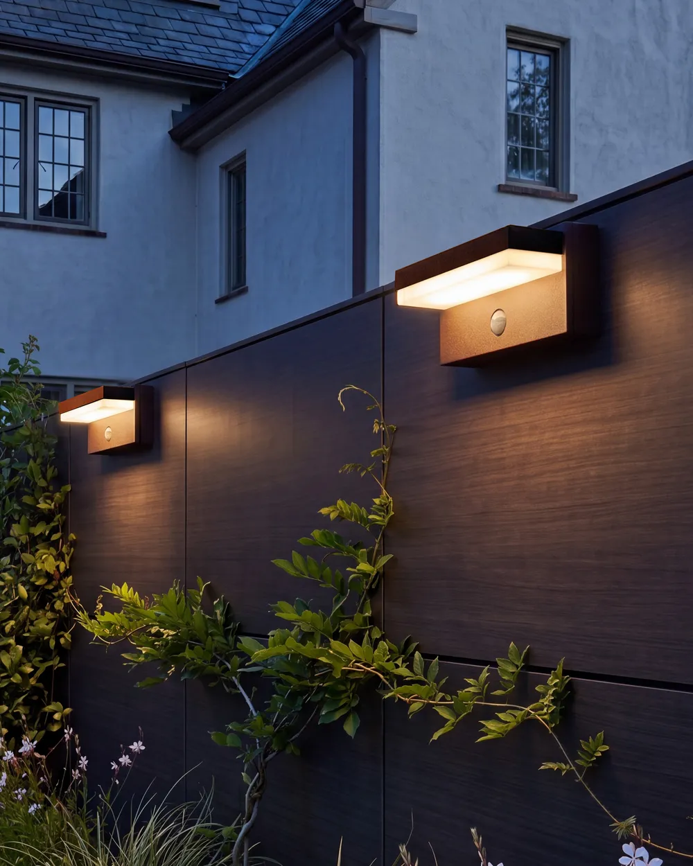 Set of 2 Outdoor LED Wall Lights DROMA with Motion Sensor Brown