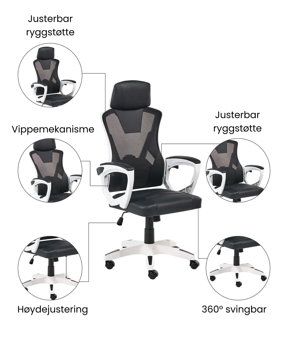 Kontorstol IGNIS Kunstskinn Hvit_1074212