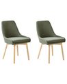 Set of 2 Dining Chairs MELFORT Fabric Dark Green