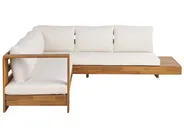 Garden Corner Sofa with Table 5 Seater MARETTIMO Certified Acacia Wood Off-White Right Hand_953836