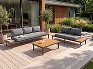 Garden Lounge Set with Table 5 Seater FIVIZZANO Acacia Wood Dark Grey_1161084