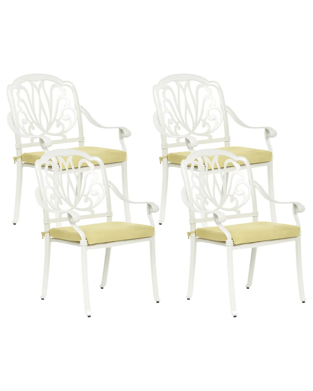 Set of 4 Garden Chairs with Cushions ANCONA Metal Off-White