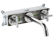 Wall Mounted Basin Mixer Tap KAIETEUR Brass Silver_986914