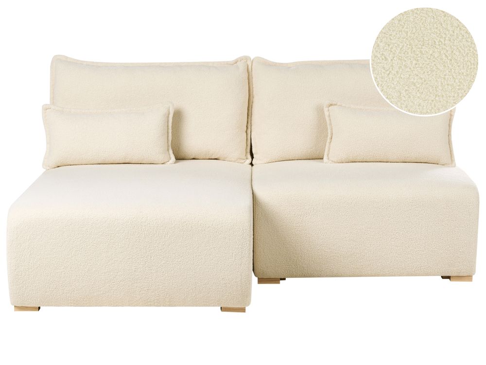 Modulär hörnsoffa NERBO Bouclé Off-White Högervänd