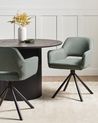 Set of 2 Dining Chairs Swivel LOURES Fabric Dark Green