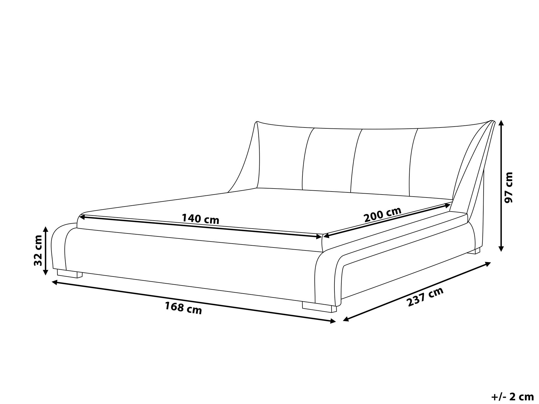 Waterbed Fabric NANTES 140 x 200 cm (EU Double) Light Grey_757977
