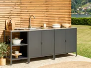 Outdoor Kitchen Cabinet with Sink VILAMA Black Metal_872452