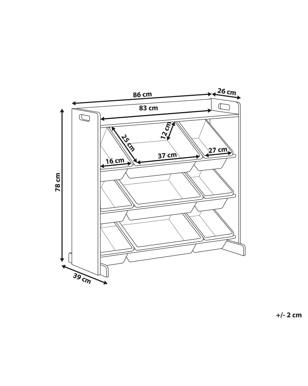 Shelf with 9 Storage Boxes COLLIE 78 cm Grey_963122