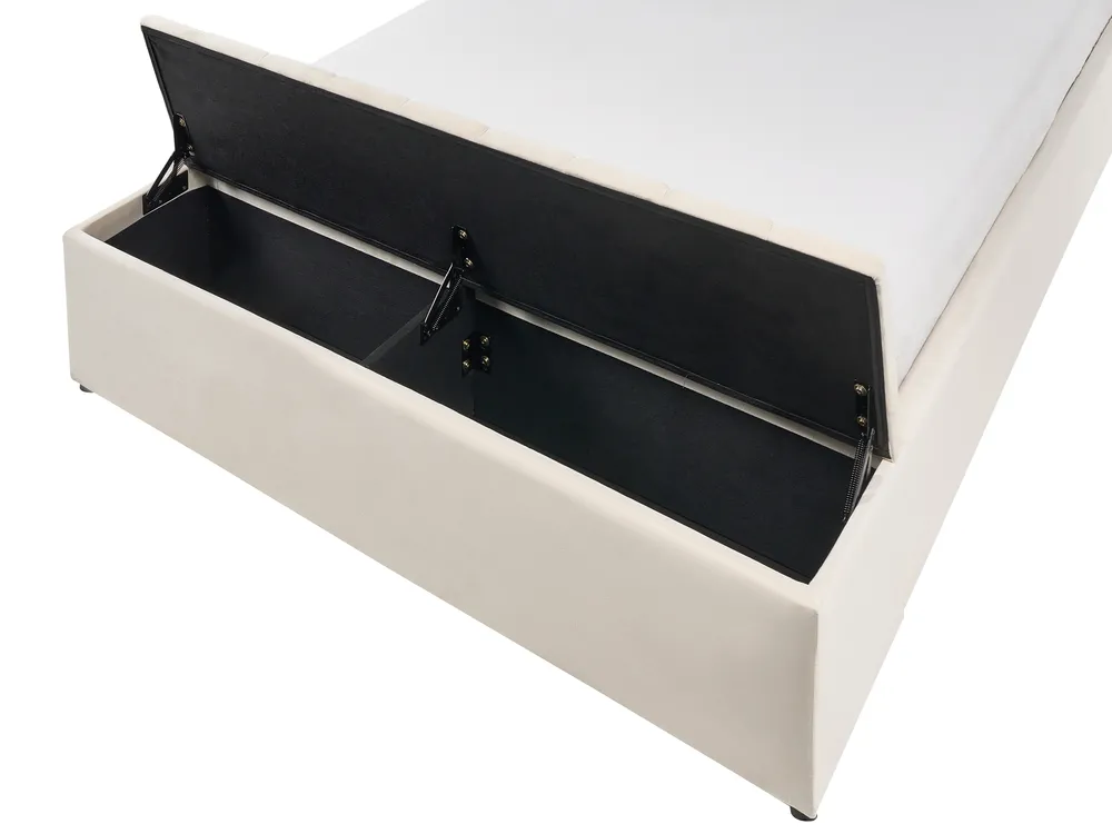 Waterbed with Storage Bench NOYERS Velvet Off-White 140 x 200 cm (EU Double)_1036746