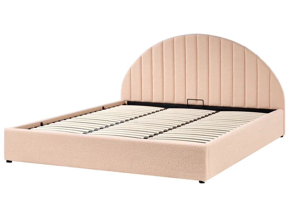 Ottoman Bed CHADENET Boucle Peach Pink 180 x 200 cm (EU Super King)_1025459