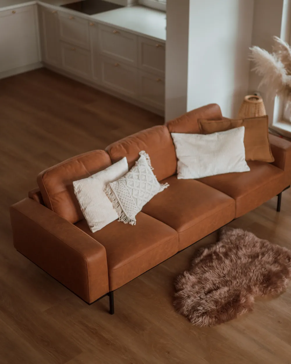 Soffa 3-sits SOVIK Konstläder Brun_1039573