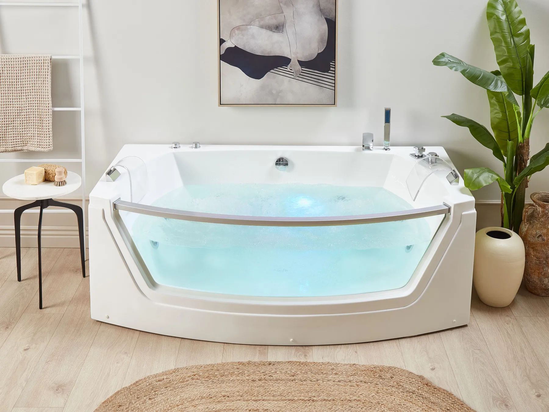 Kulmaporeamme LED-valolla FUERTE 175 x 85 cm Valkoinen_717857