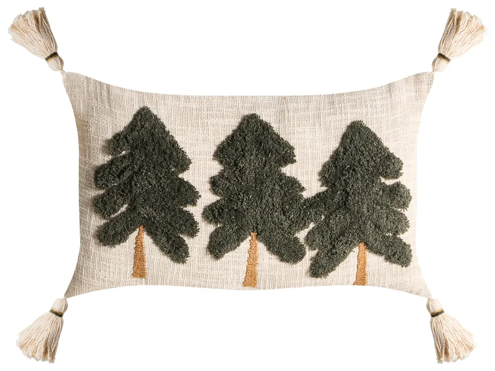 Set med 2 prydnadskuddar FAGRAEA 30 x 50 cm Bomull Ljusbeige Julmotiv_1029983